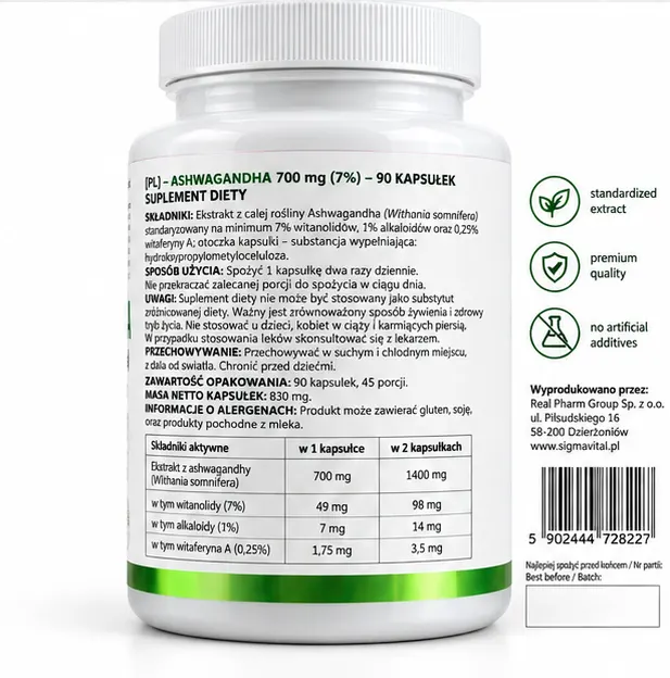 Ashwaganda | 700mg | 7% withanolides - obrazek 3